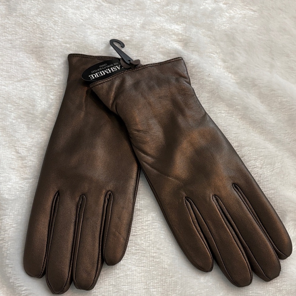 Excelled Women's Brown Leather Gloves- Cashmere Lined - Picture 8 of 8